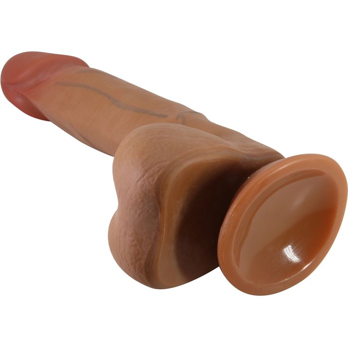 Темно-бежевый реалистичный фаллоимитатор с присоской Bahamut - 21,8 см. Фотография 6.