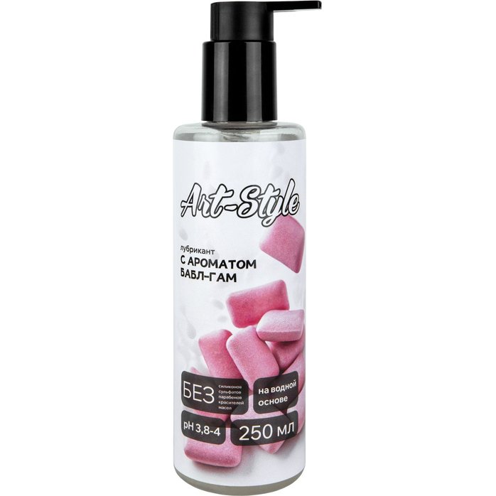 Лубрикант на водной основе Art-Style с ароматом бабл-гам - 250 мл