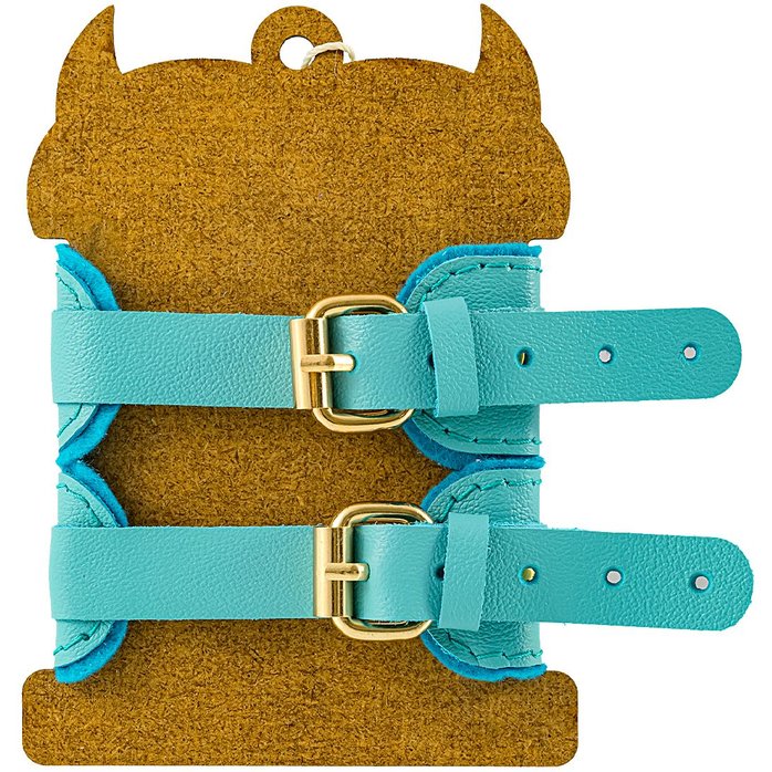 Голубые двуслойные кожаные оковы. Фотография 5.