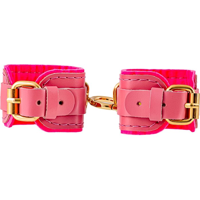 Розовые двуслойные кожаные оковы. Фотография 2.