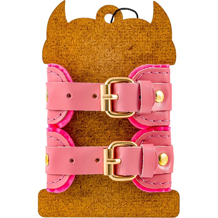 Розовые двуслойные кожаные оковы. Фотография 5.