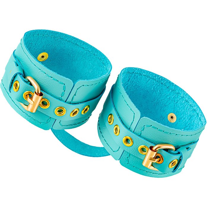 Голубые однослойные кожаные оковы. Фотография 2.