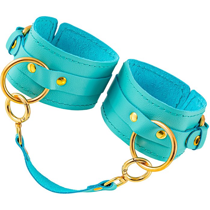 Голубые однослойные кожаные оковы