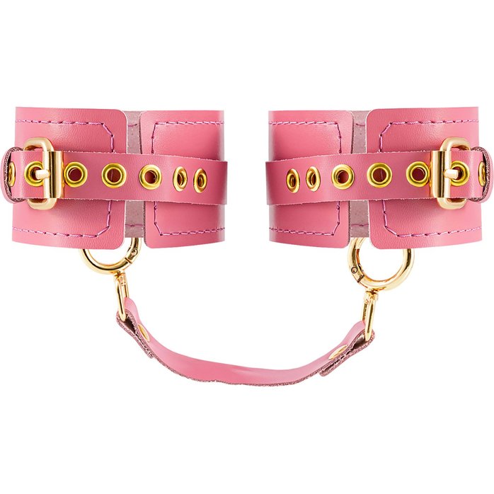 Розовые однослойные кожаные оковы. Фотография 3.