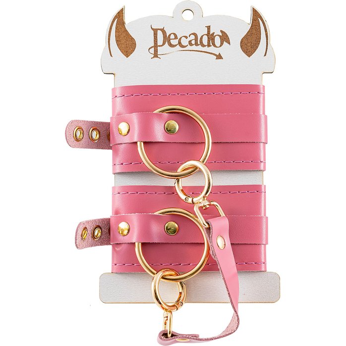 Розовые однослойные кожаные оковы. Фотография 5.