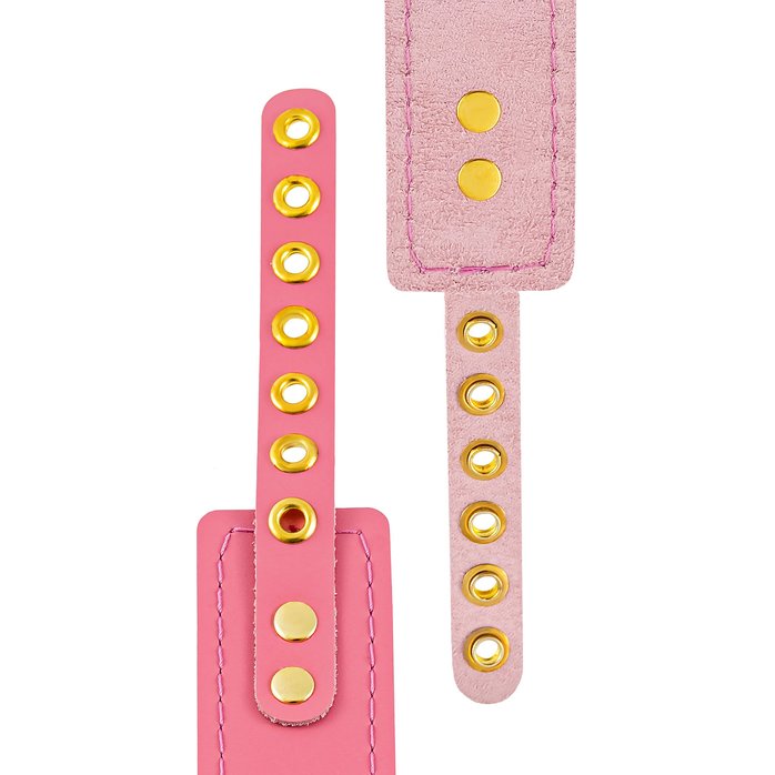 Розовый кожаный однослойный ошейник с прошивкой. Фотография 8.