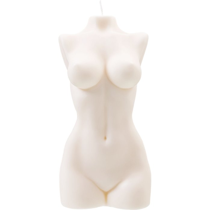 Белая интерьерная свеча в форме женского торса - 850 гр. Фотография 3.