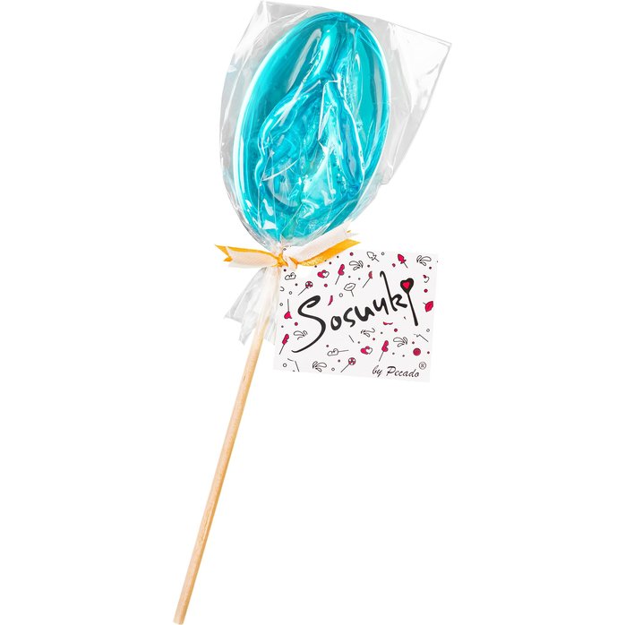 Леденец в форме вагины со вкусом блю кюрасао - 50 гр. Фотография 4.