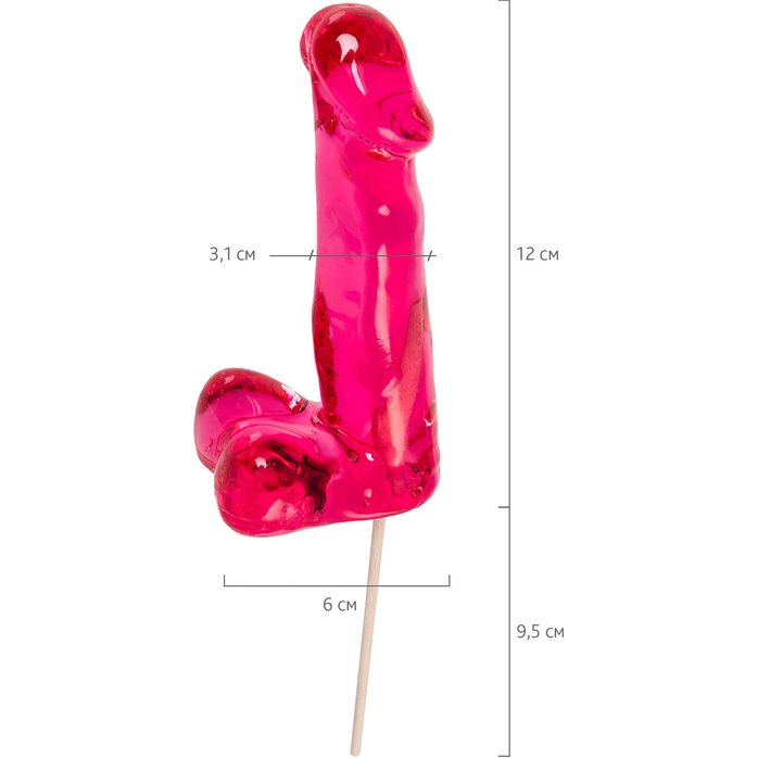 Розовый леденец в форме члена со вкусом айриш крим - 173 гр. Фотография 5.
