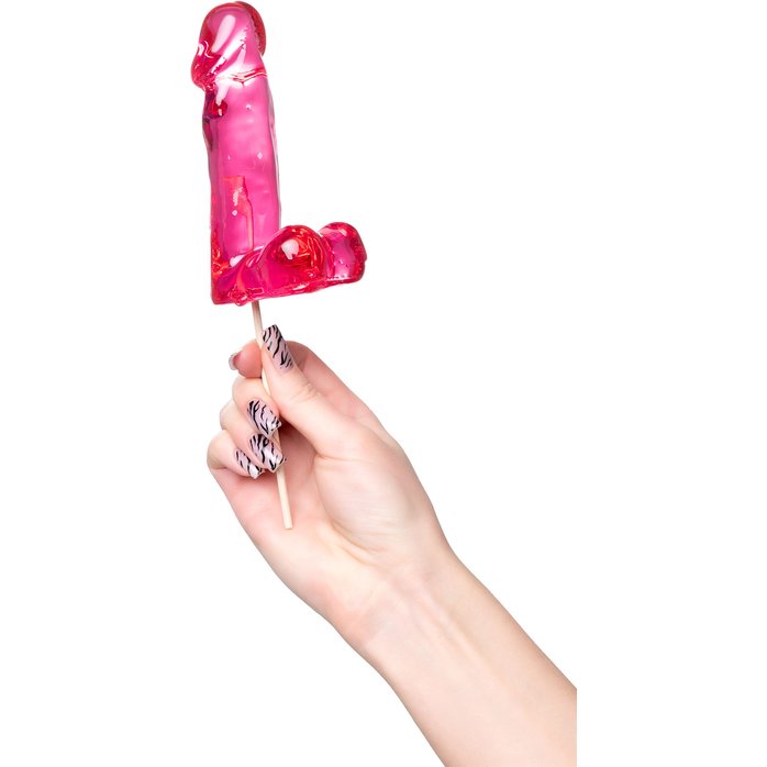 Розовый леденец в форме члена со вкусом айриш крим - 173 гр. Фотография 6.