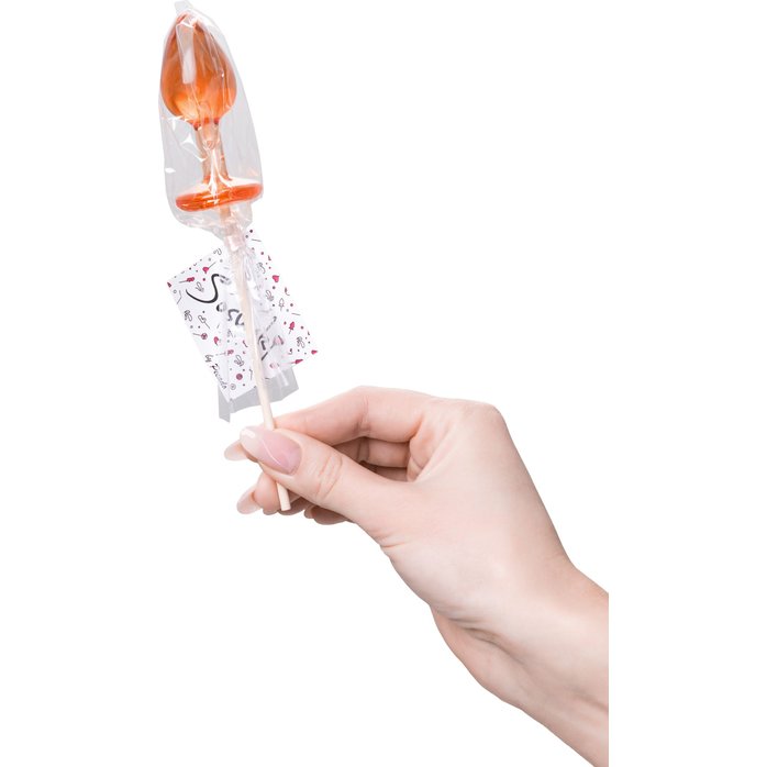 Оранжевый леденец в форме анальной пробки со вкусом амаретто - 29 гр. Фотография 3.