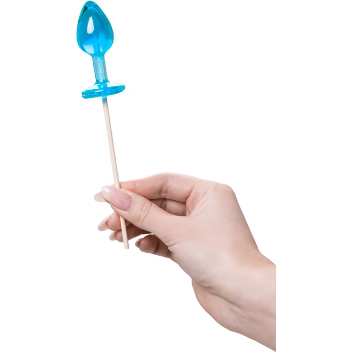 Голубой леденец в форме анальной пробки со вкусом блю кюрасао - 29 гр. Фотография 4.