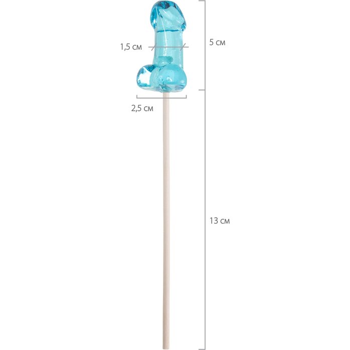 Набор из 2 мини-леденцов в форме члена со вкусом блю кюрасао. Фотография 5.