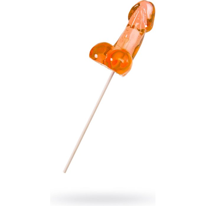 Оранжевый леденец в форме члена со вкусом амаретто - 80 гр