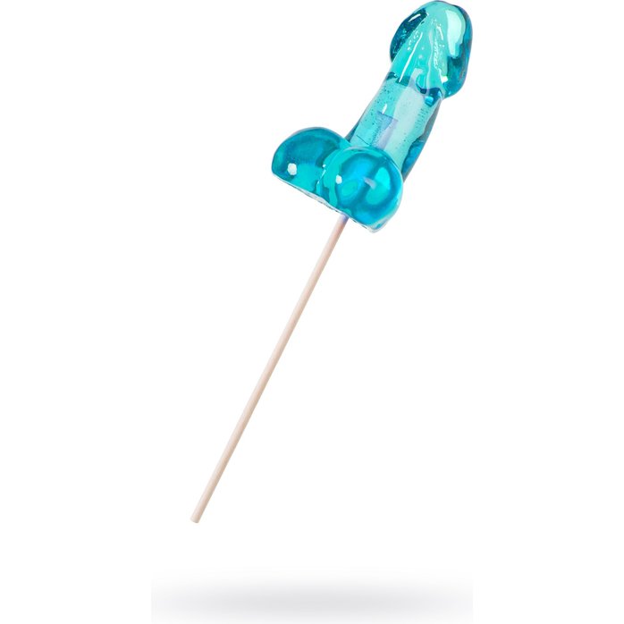 Голубой леденец в форме члена со вкусом блю кюрасао - 80 гр
