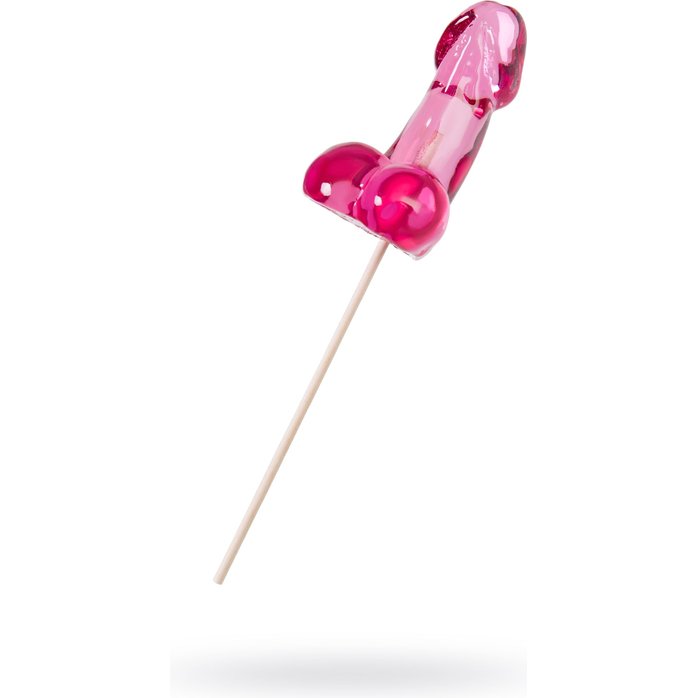 Розовый леденец в форме члена со вкусом айриш крим - 80 гр. Фотография 2.