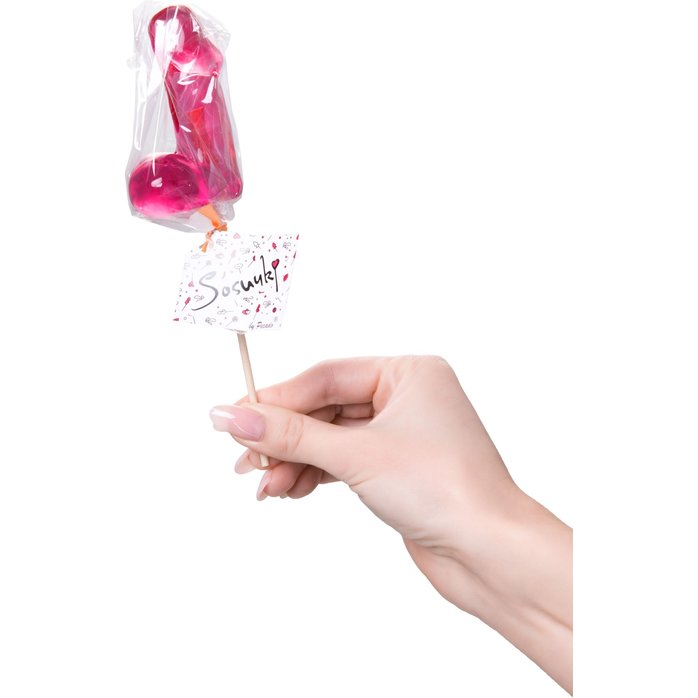 Розовый леденец в форме члена со вкусом айриш крим - 80 гр. Фотография 3.