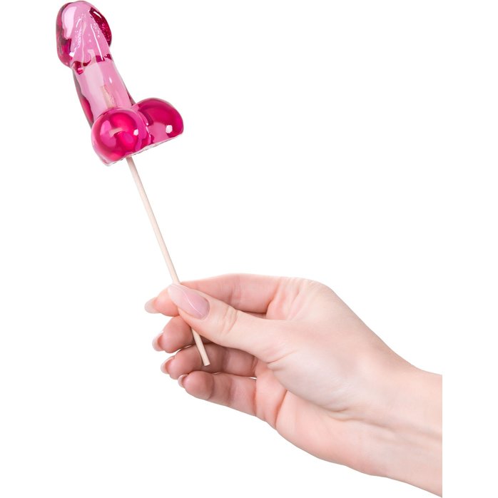 Розовый леденец в форме члена со вкусом айриш крим - 80 гр. Фотография 4.
