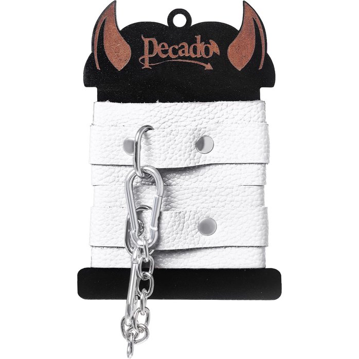 Белые узкие наручники-браслеты со скруглёнными углами. Фотография 3.