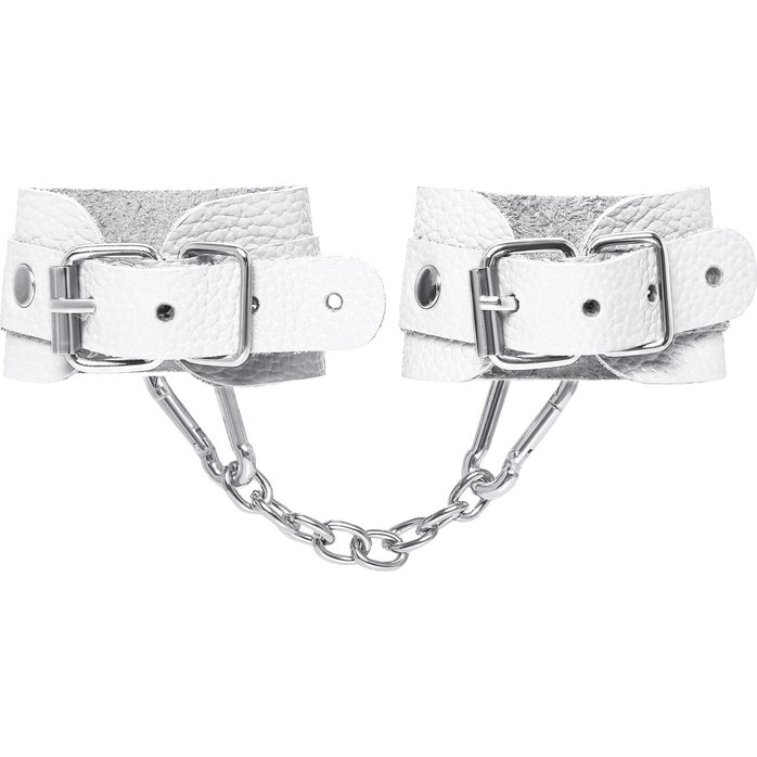 Белые узкие наручники-браслеты со скруглёнными углами. Фотография 5.