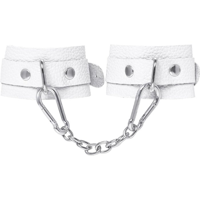 Белые узкие наручники-браслеты со скруглёнными углами. Фотография 6.