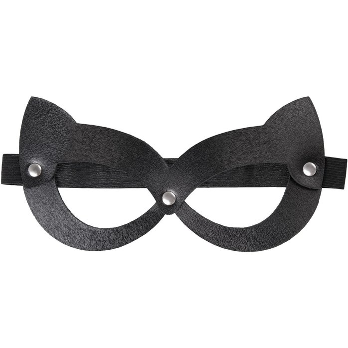 Черная открытая маска с ушками кошки. Фотография 2.