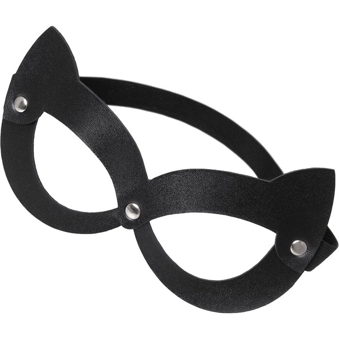 Черная открытая маска с ушками кошки. Фотография 4.