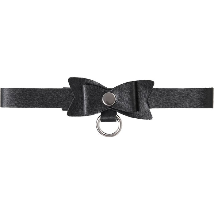 Черный чокер-ошейник с бабочкой и колечком. Фотография 3.