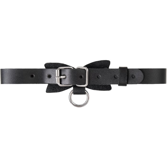 Черный чокер-ошейник с бабочкой и колечком. Фотография 4.