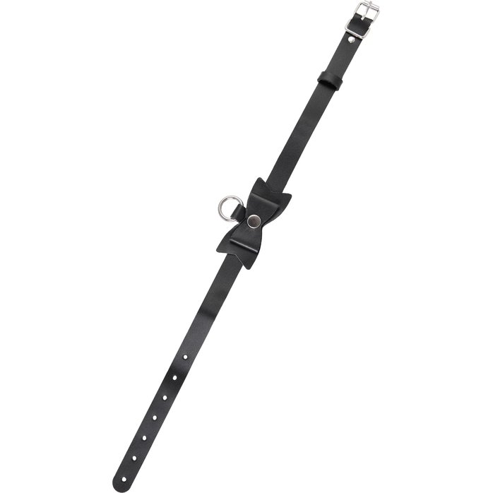 Черный чокер-ошейник с бабочкой и колечком. Фотография 5.