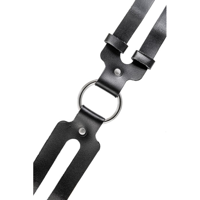 Черный кожаный чокер-ошейник из двух ремешков. Фотография 6.