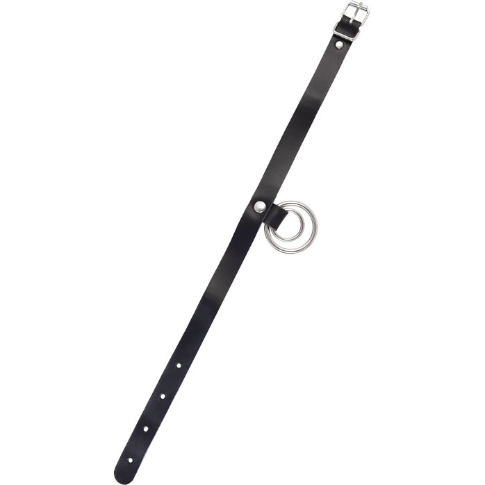 Черный чокер-ошейник с кольцом в кольце. Фотография 5.