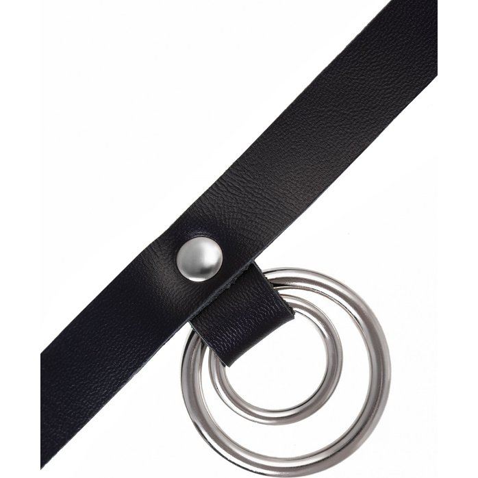 Черный чокер-ошейник с кольцом в кольце. Фотография 6.