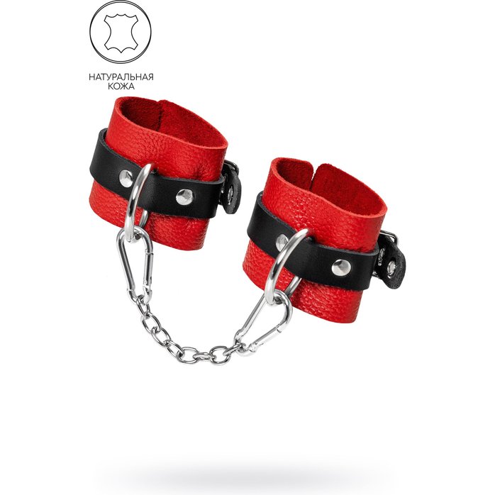 Красно-черные мягкие наручники с одним ремешком с люверсами