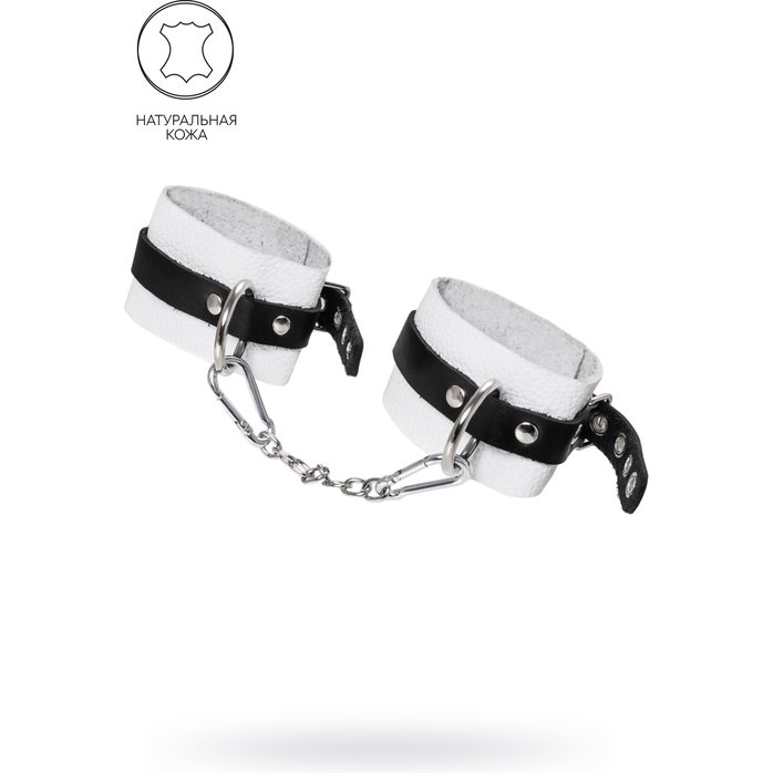 Бело-черные мягкие оковы с одним ремешком и люверсами