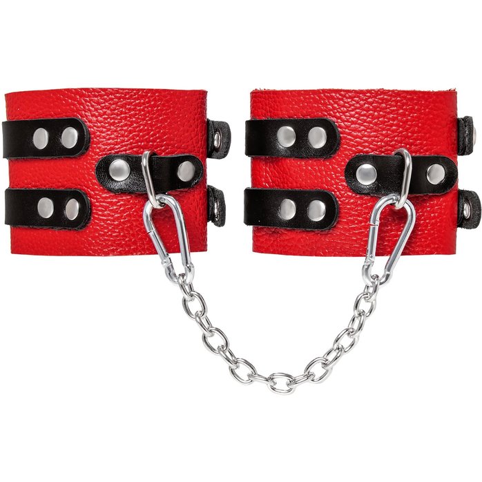 Красно-черные мягкие оковы с двумя ремешками с люверсами