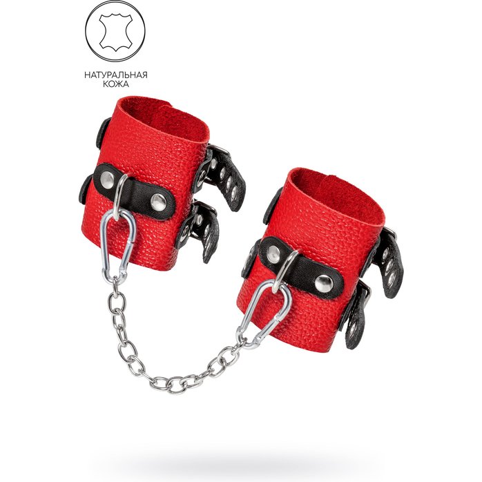 Красно-черные мягкие наручники с двумя ремешками с люверсами