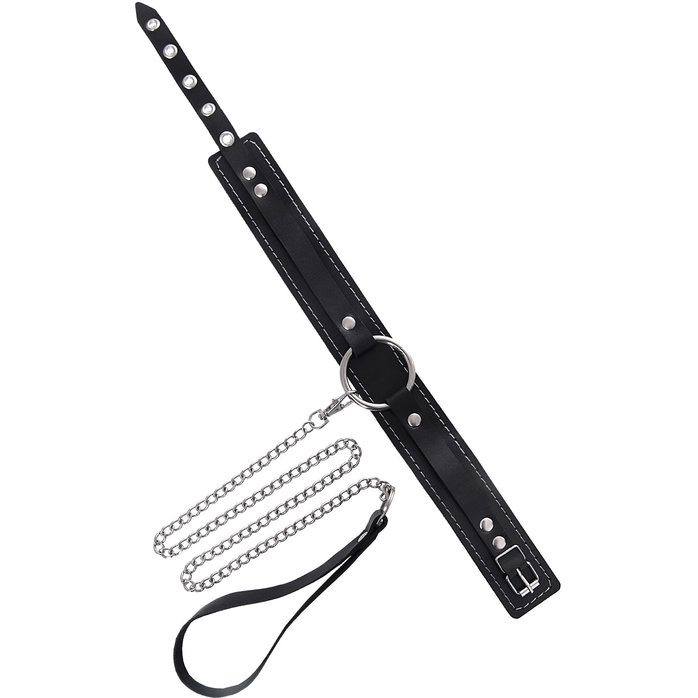 Кожаный ошейник-чокер с поводком. Фотография 2.