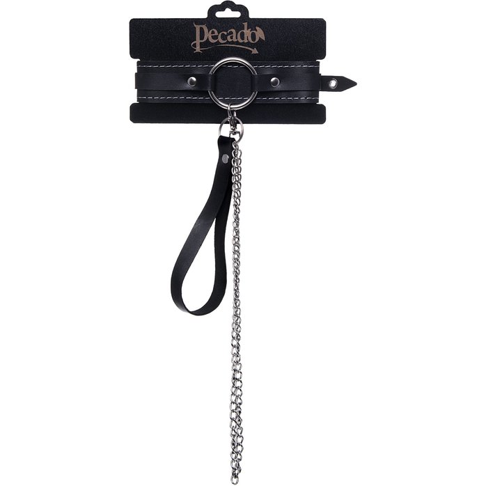 Кожаный ошейник-чокер с поводком. Фотография 6.