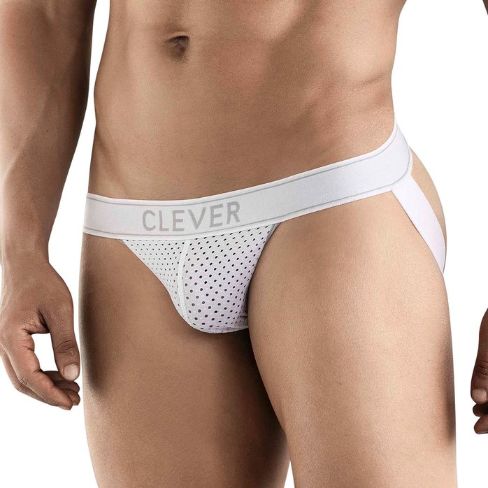 Белые перфорированные трусы-джоки Clever Ambar Jockstrap. Фотография 2.