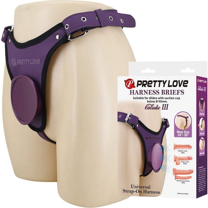 Фиолетовые трусики харнесс с платформой Caludio III - Pretty Love. Фотография 2.