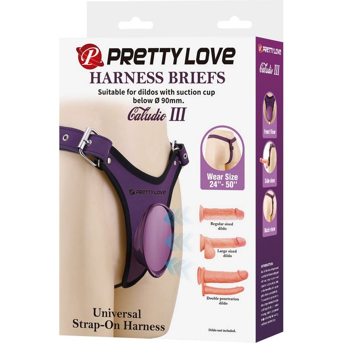 Фиолетовые трусики харнесс с платформой Caludio III - Pretty Love. Фотография 6.