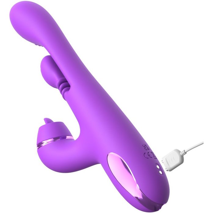 Фиолетовый вибратор с тройной стимуляцией Intimotion Pulse Pro - 24 см - Fantasy For Her. Фотография 6.