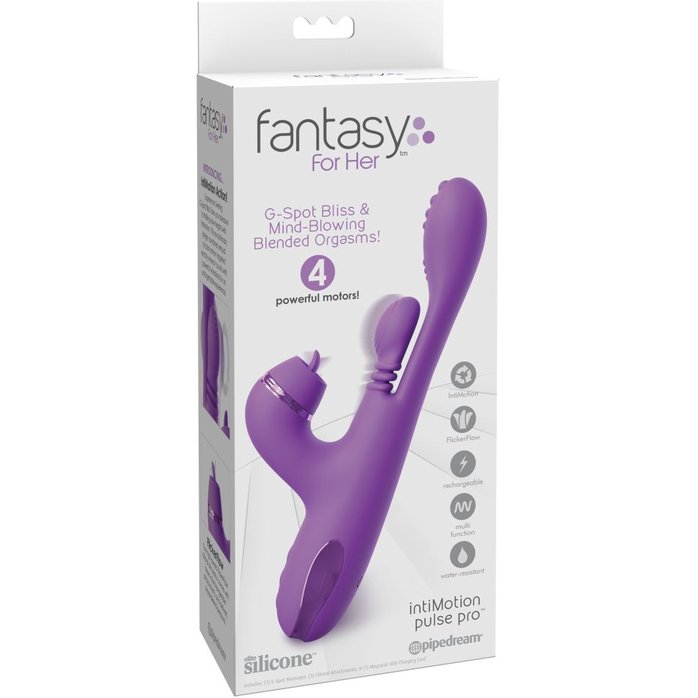 Фиолетовый вибратор с тройной стимуляцией Intimotion Pulse Pro - 24 см - Fantasy For Her. Фотография 7.