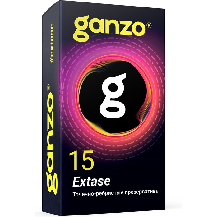 Презервативы анатомической формы с точечной и ребристой структурой Ganzo Extase - 15 шт