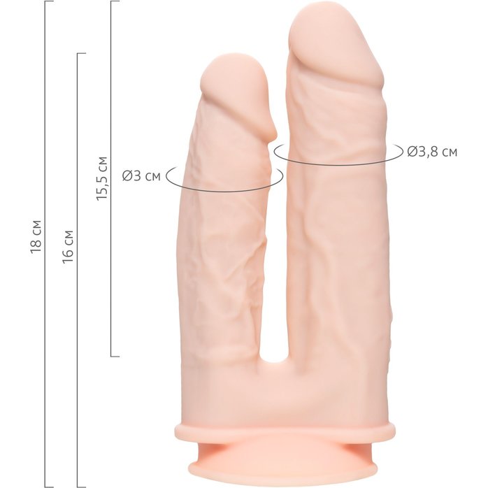 Телесный анально-вагинальный вибратор RealStick Silicone Jason M - 18 см - RealStick Silicone. Фотография 11.