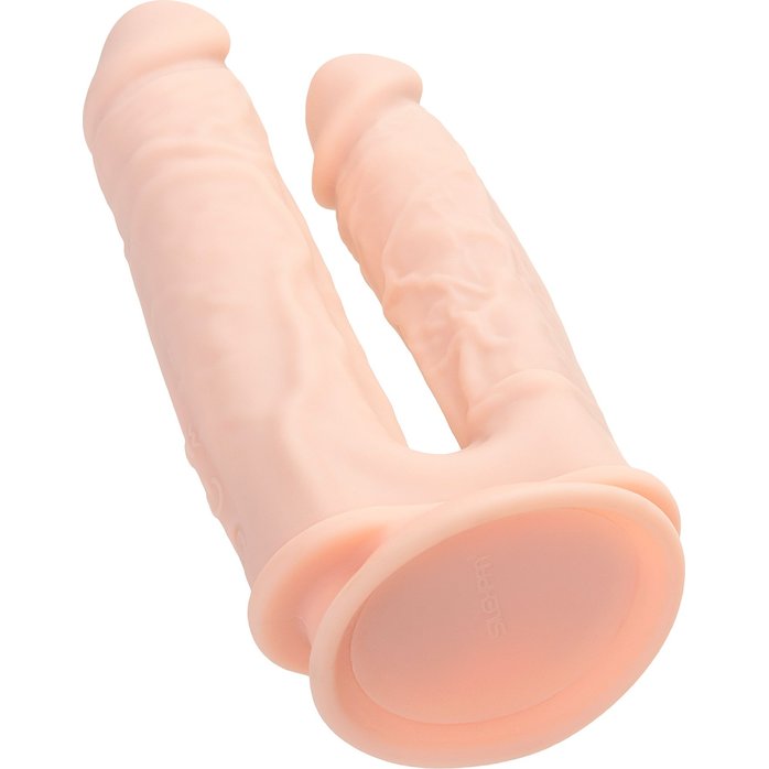 Телесный анально-вагинальный вибратор RealStick Silicone Jason M - 18 см - RealStick Silicone. Фотография 4.