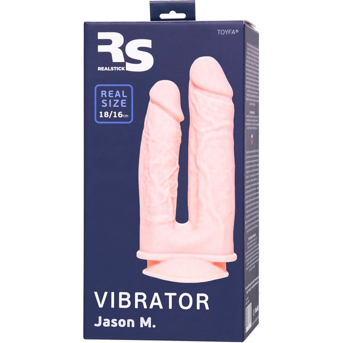 Телесный анально-вагинальный вибратор RealStick Silicone Jason M - 18 см - RealStick Silicone. Фотография 9.