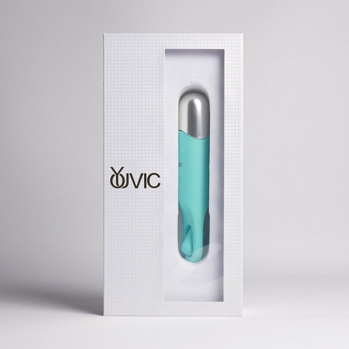 Бирюзовая многофункциональная вибропуля с щеточкой. Фотография 2.