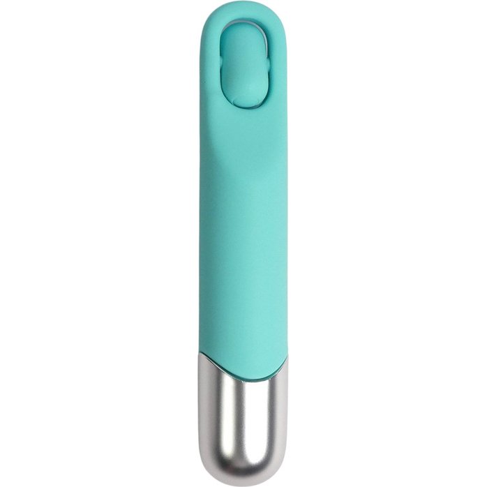 Бирюзовая многофункциональная вибропуля с щеточкой